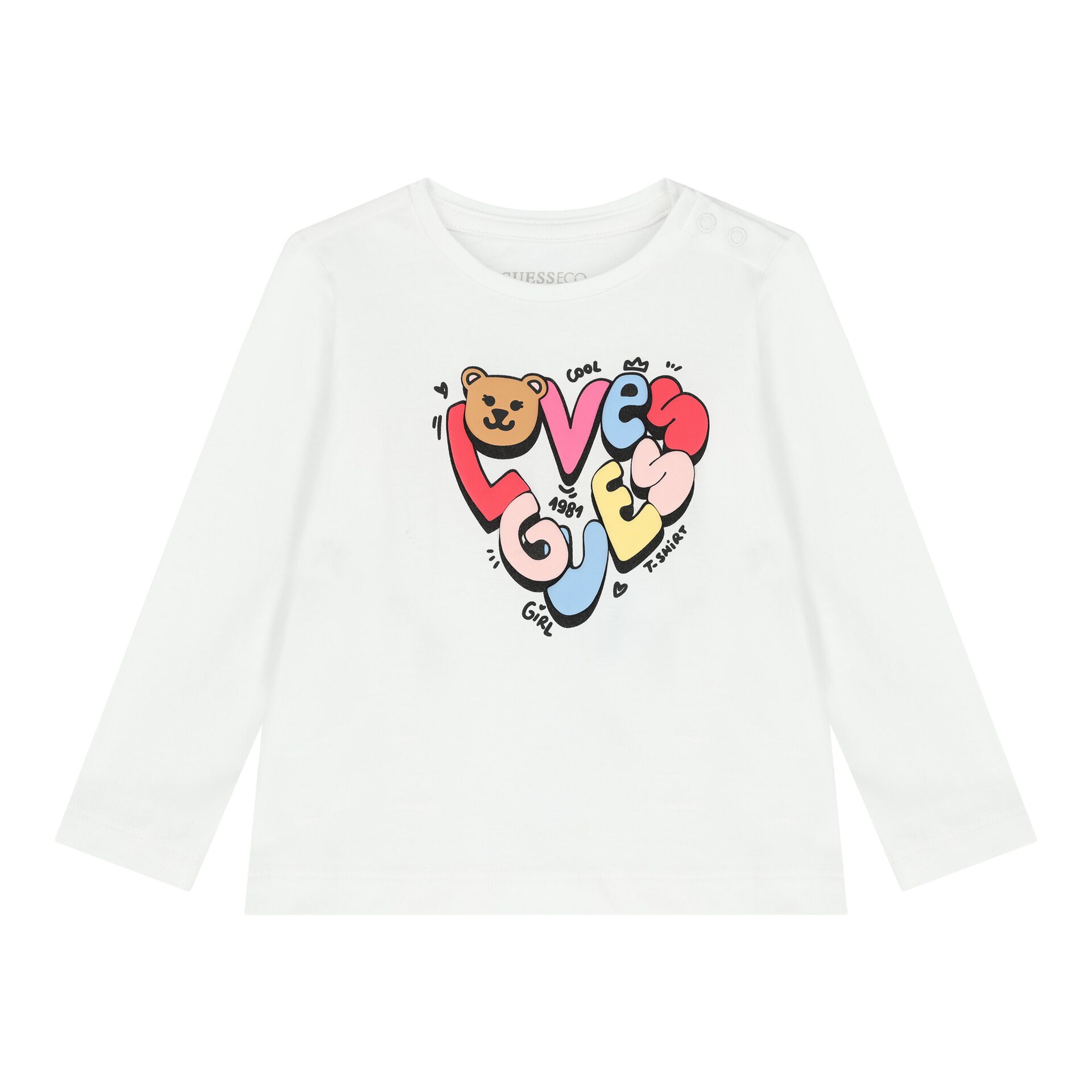 Guess Baby Girls White Logo Long Sleeve Top Junior Couture UAE