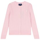 Girls Pink Cable Knit Cardigan, 1, hi-res