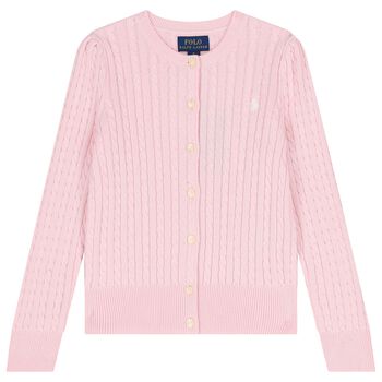 Girls Pink Cable Knit Cardigan