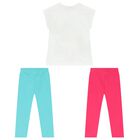 Girls White, Pink & Aqua Leggings Set, 2, hi-res