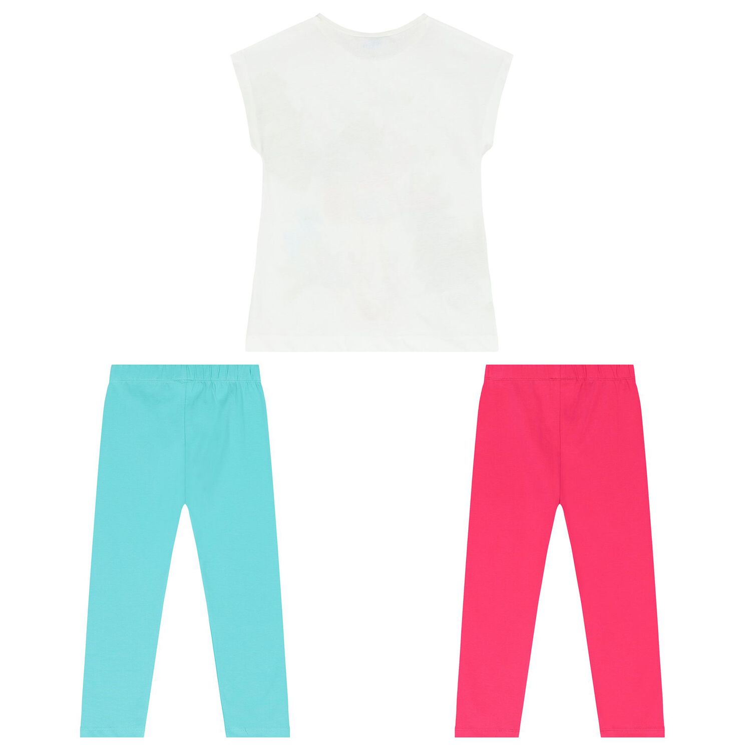 Girls White, Pink & Aqua Leggings Set, 2, hi-res