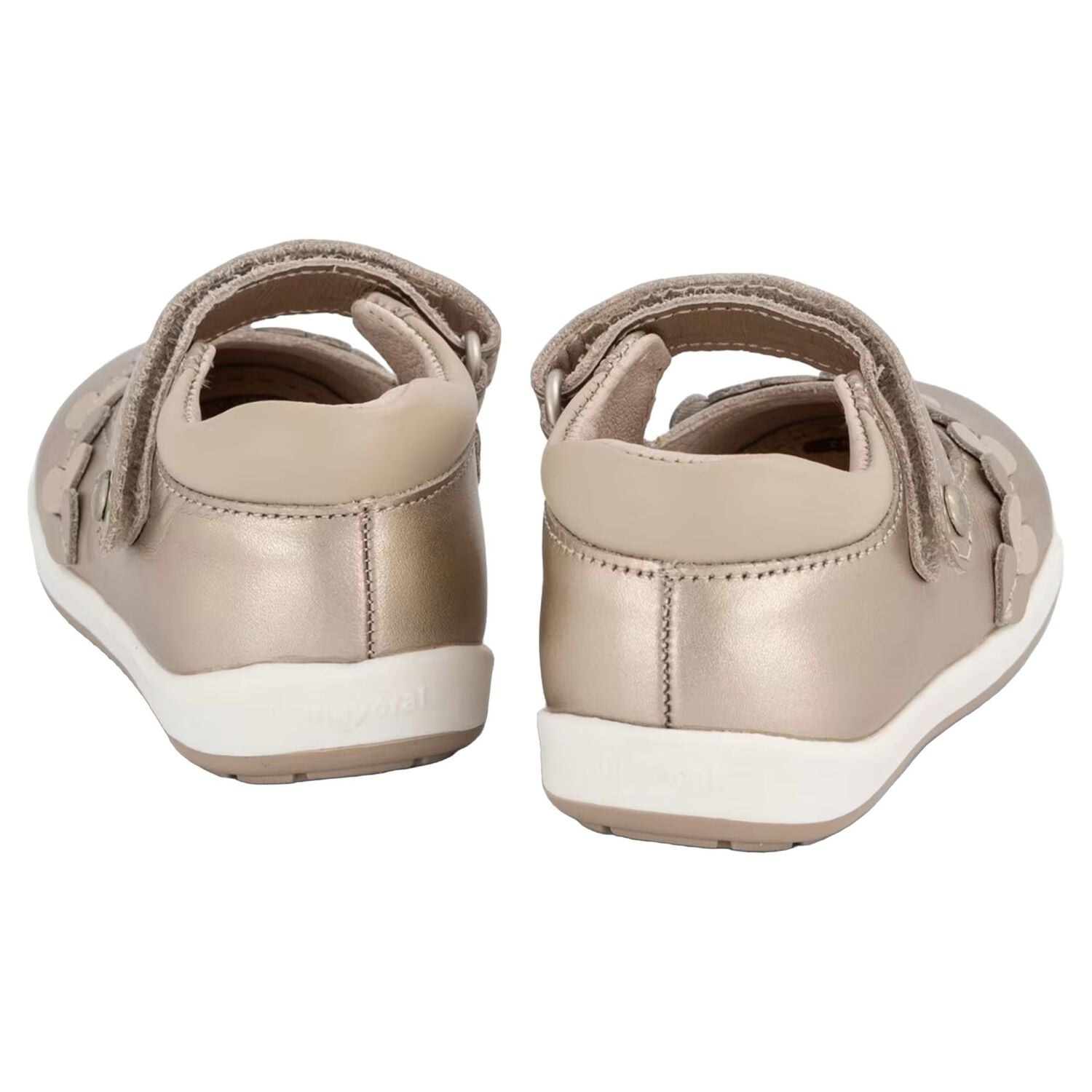 Younger Girls Gold Leather Heart Shoes, 1, hi-res