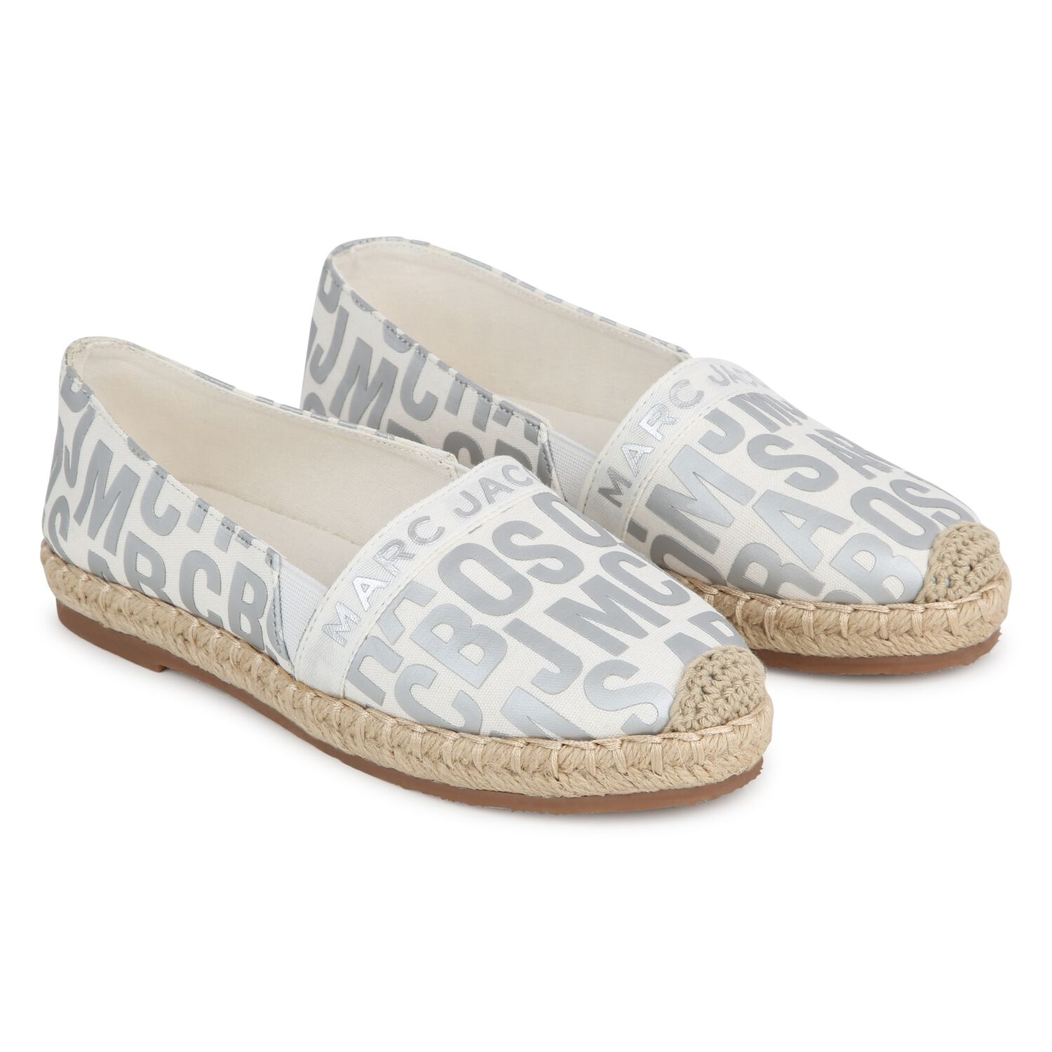 Girls Ivory & Silver Logo Espadrilles, 1, hi-res image number null