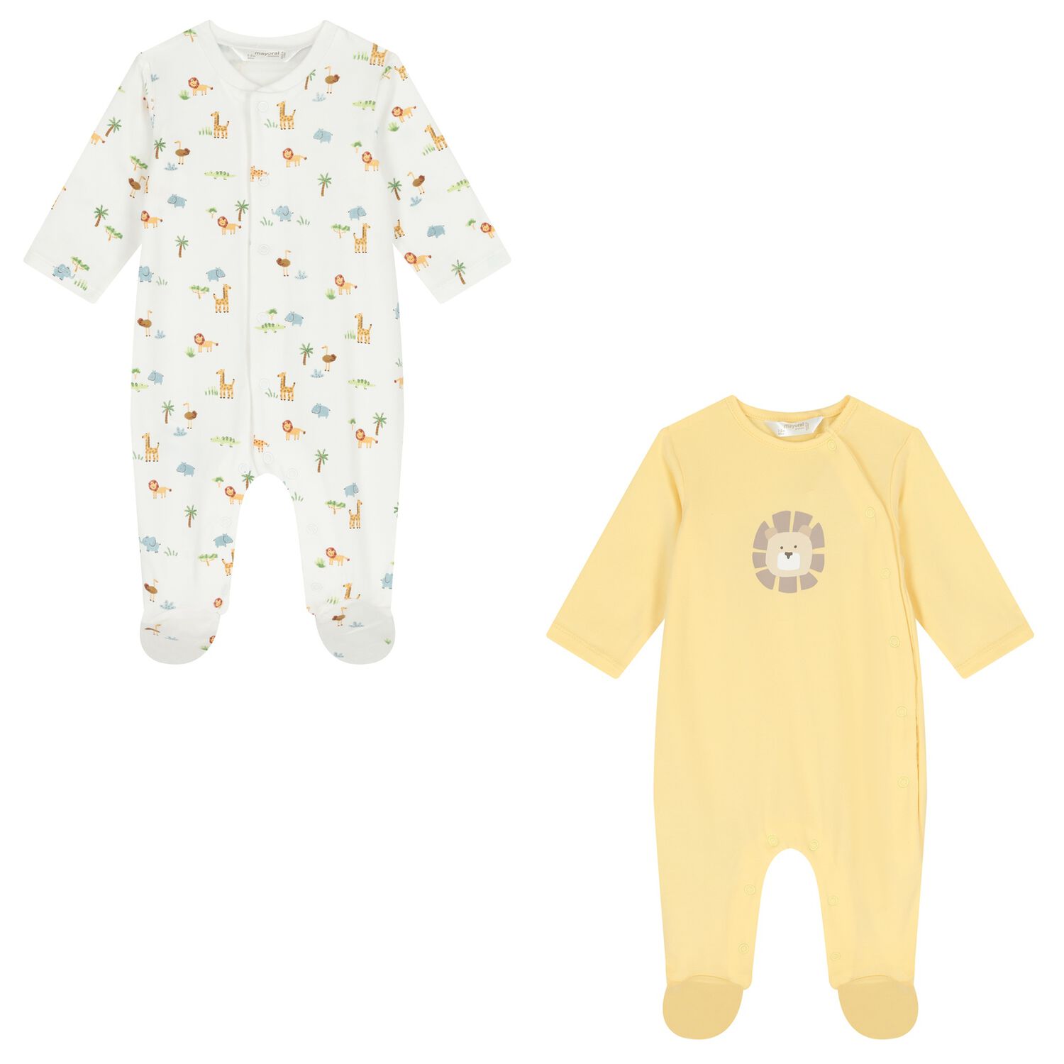 Baby Boys Ivory & Yellow Babygrows ( 2-Pack ), 3, hi-res
