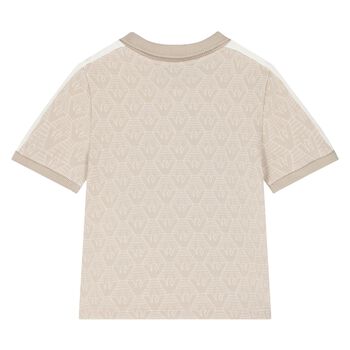 Younger Boys Beige Logo Polo Shirt