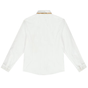 Boys Ivory & Beige Logo Shirt
