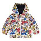 Younger Boys White Logo Padded Puffer Jacket, 1, hi-res