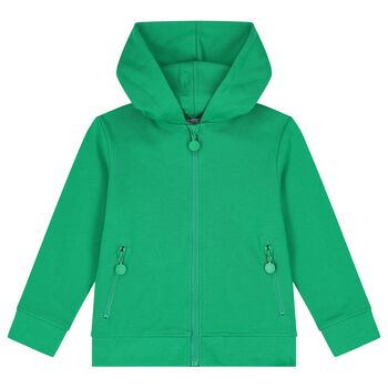Boys Green Hooded Zip Up Top