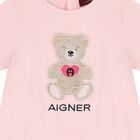 Younger Girls Pink Teddy Bear Logo Dress, 3, hi-res
