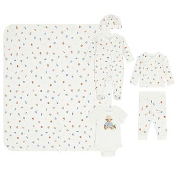 Baby Girls Ivory Polo Bears & Berry Babygrow Gift Set