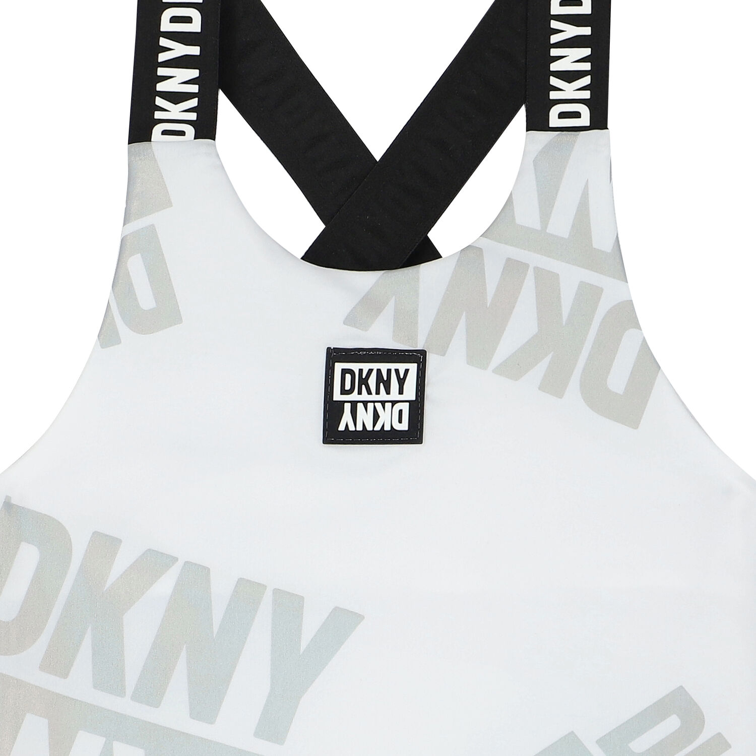 توب بالشعار باللون الأبيض للبنات, 1, hi-res