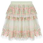 Girls White, Green & Pink Tulle Skirt, 1, hi-res
