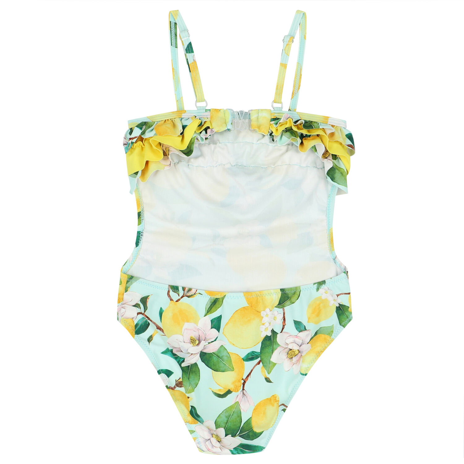 Girls Aqua Lemon Swimsuit, 1, hi-res