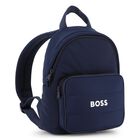 Boys Navy Blue Logo Backpack ( 27cm ), 1, hi-res