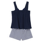 Girls Navy Striped Shorts Set, 1, hi-res