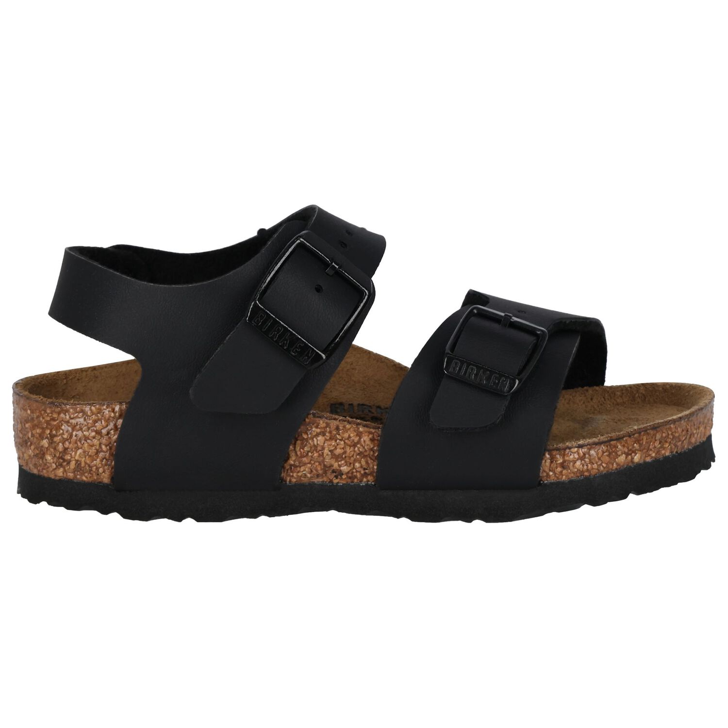 Younger Black Faux Leather Sandals, 1, hi-res image number null