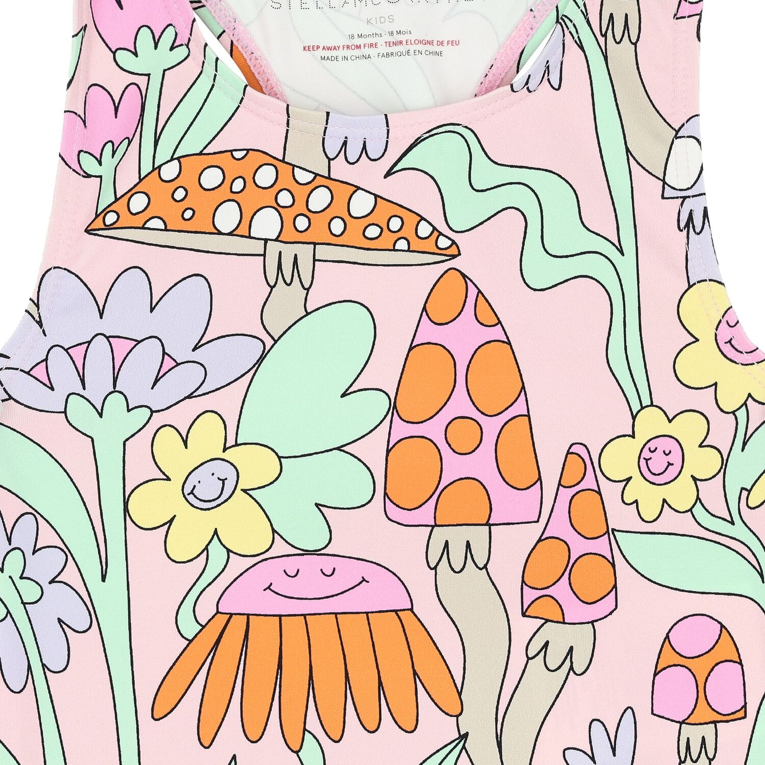 Girls Pink Flower Swimsuit, 1, hi-res