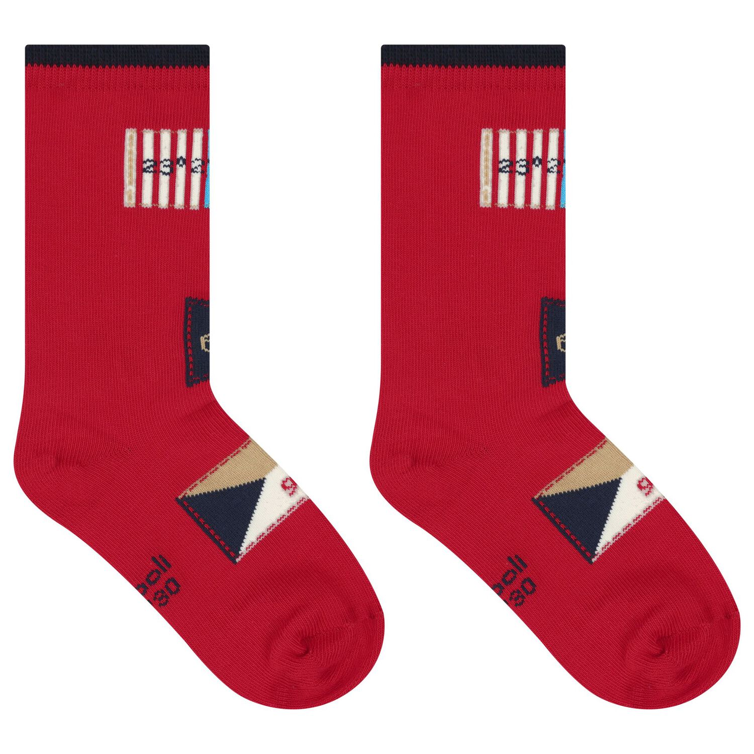 Boys Navy Blue & Red Socks ( 3-Pack ), 2, hi-res