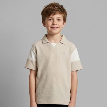 Boys Beige Logo Polo Shirt