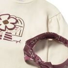 طقم بلوزة عاجية بأكمام طويلة للفتيات الصغيرات, 1, hi-res