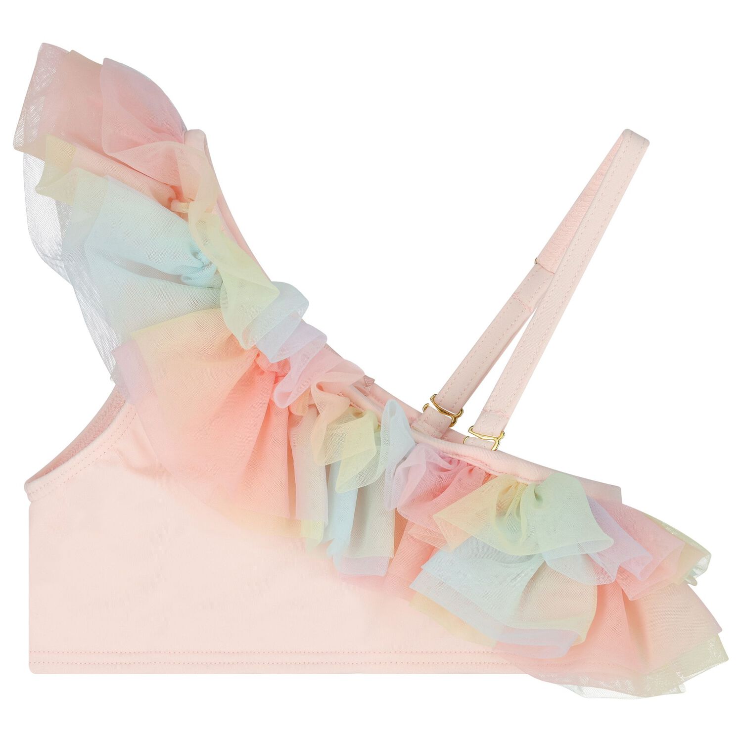Girls Pink Ruffled Tulle Bikini, 1, hi-res