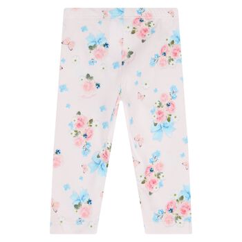 Younger Girls Pink Floral Leggings