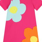 Girls Pink Flower Appliques T-Shirt Dress, 1, hi-res