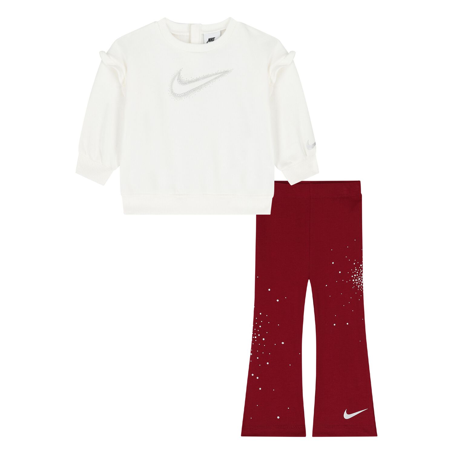 Younger Girls White & Burgundy Logo Leggings Set, 2, hi-res