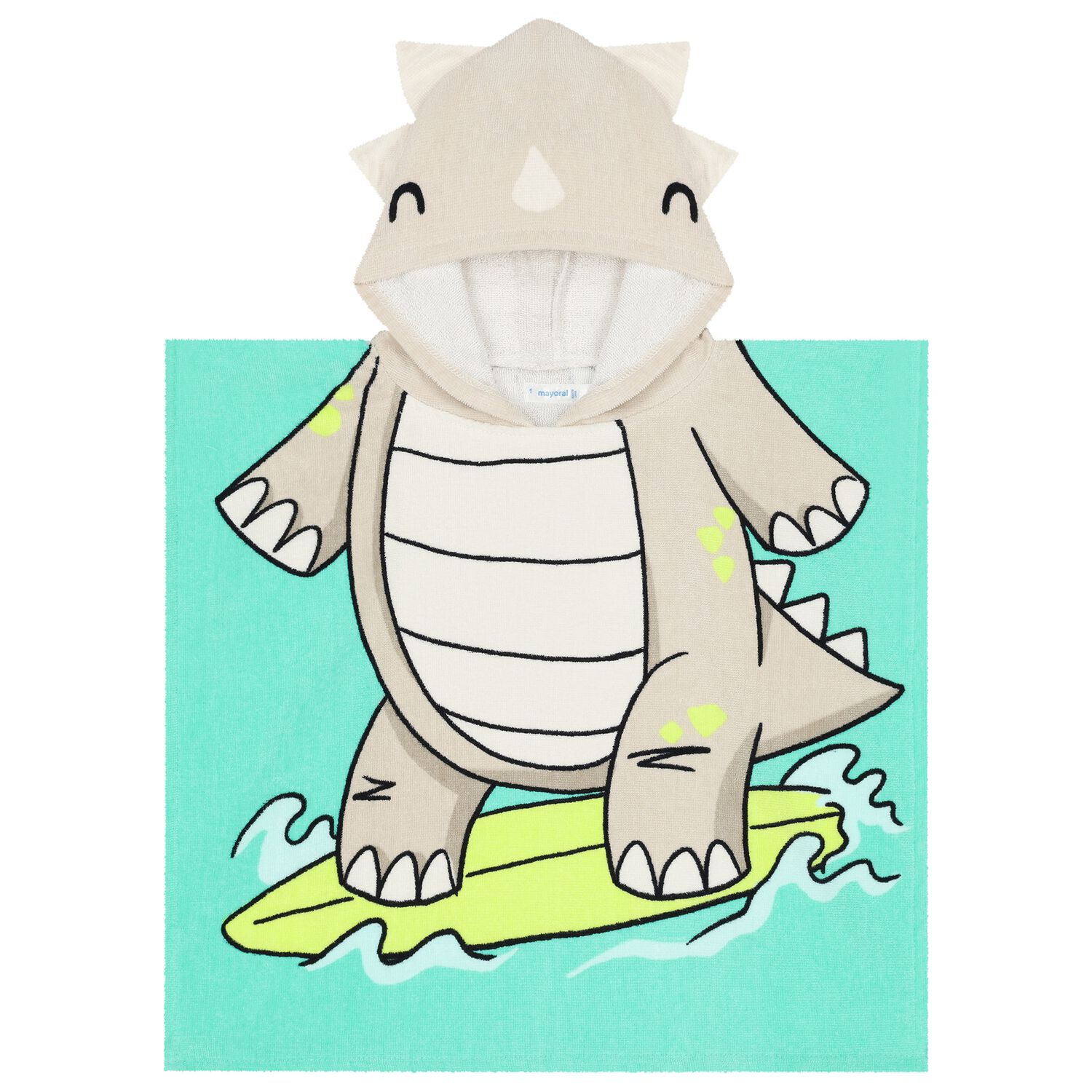 Baby Boys Green Dinosaur Towel, 1, hi-res