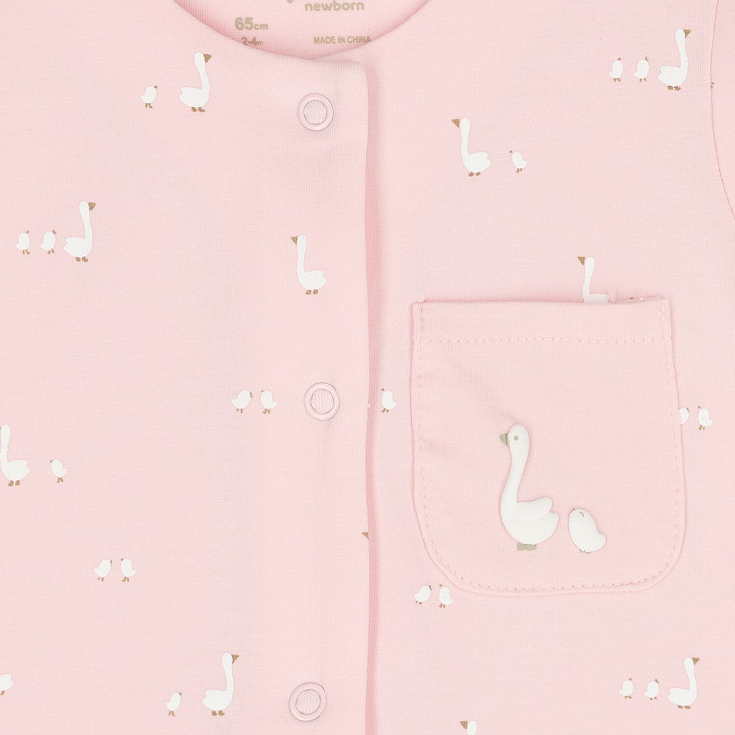 طقم رومبير وردي اللون للبنات بتصميم بجعة, 3, hi-res