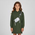 Girls Green Bag Hooded Dress, 1, hi-res