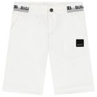 Boys White Logo Shorts, 1, hi-res