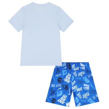 Boys Blue Logo Shorts Set
