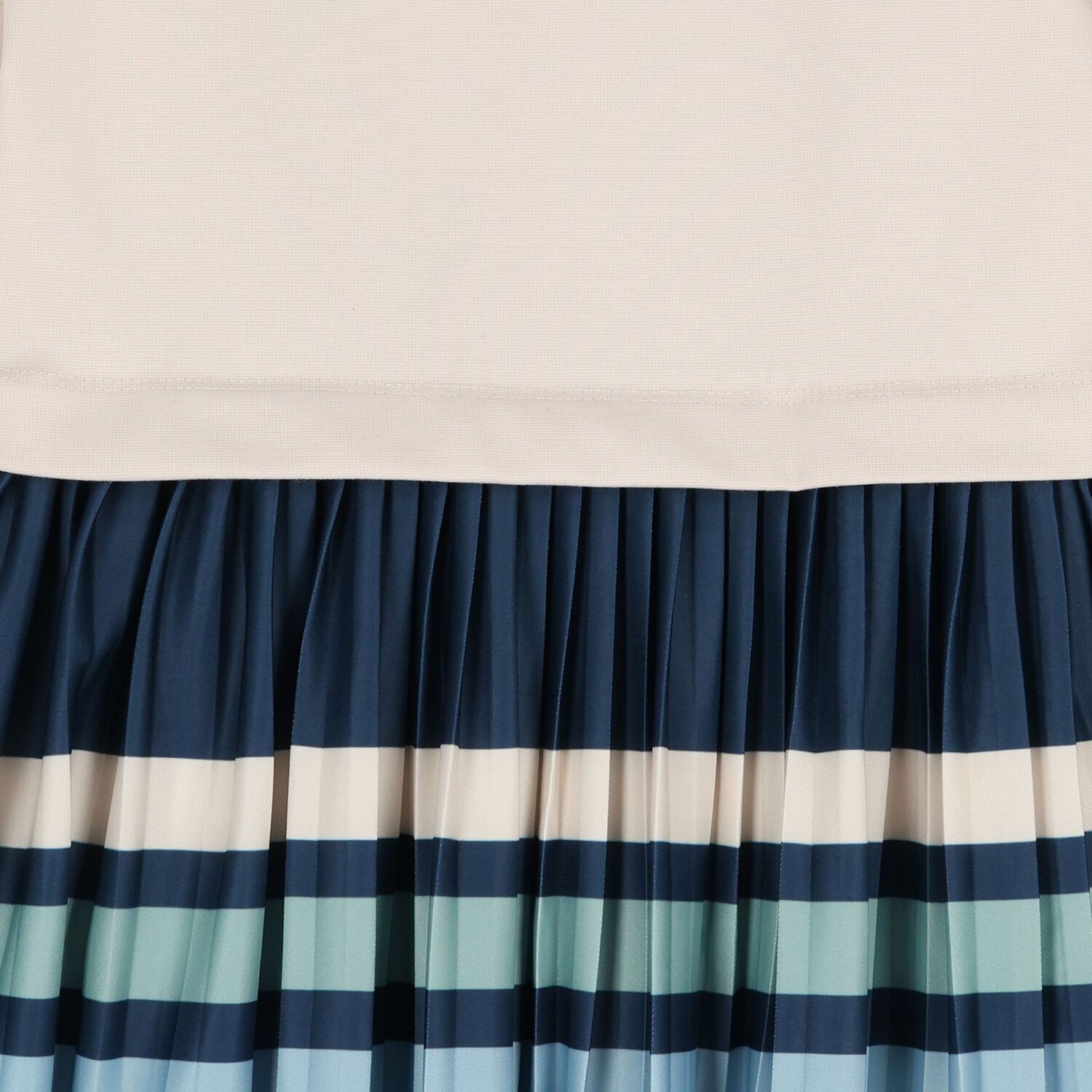 Girls Beige Striped Pleated Dress, 2, hi-res