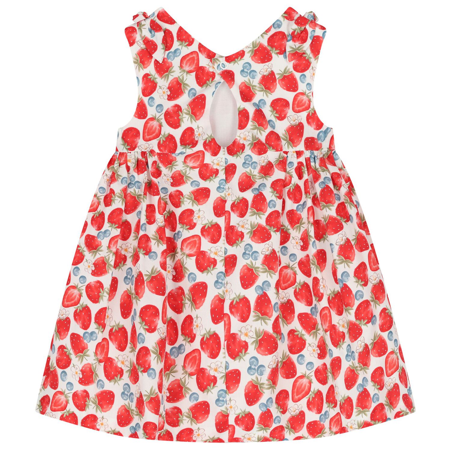 Baby Girls White & Red Strawberry Dress, 2, hi-res