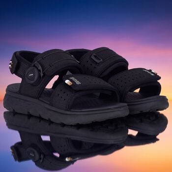 Boys Black Logo Sandals