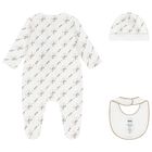 White Logo Babygrow Gift Set, 1, hi-res