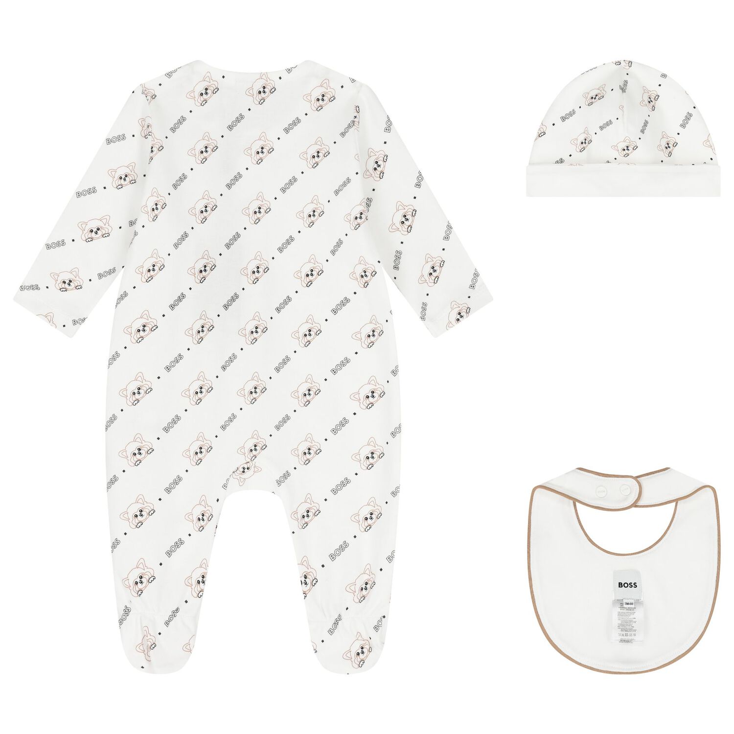 White Logo Babygrow Gift Set, 1, hi-res