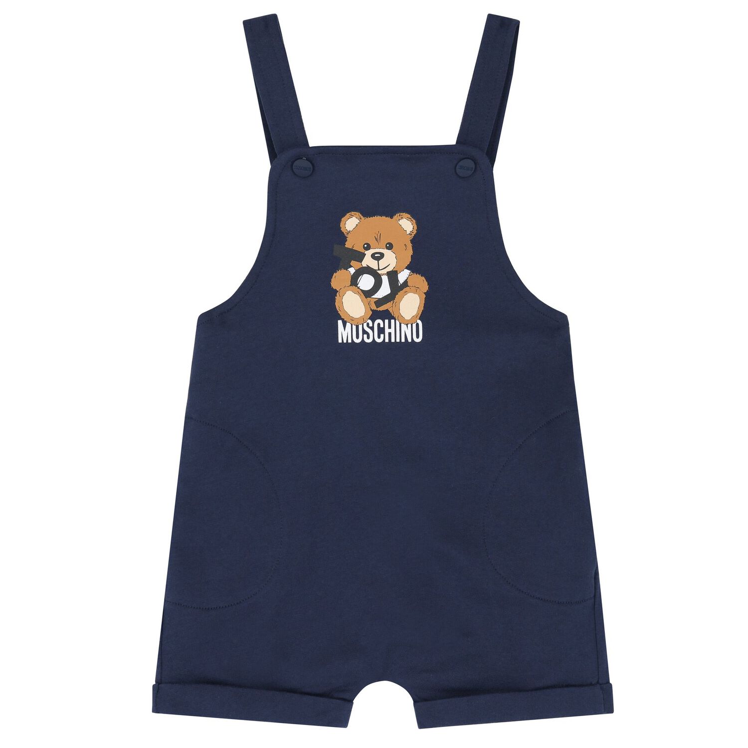 طقم دونغرى بالشعار بطبعه تيدى بير باللون الابيض والكحلى, 1, hi-res image number null