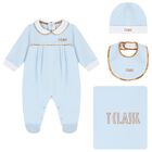 Baby Boys Blue & White Geo Map Babygrow Gift Set, 2, hi-res