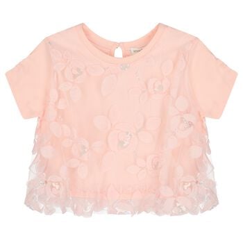 توب بنات من التول مزين بالترتر  باللون الوردى 