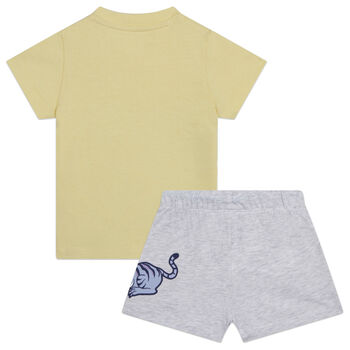 Younger Boys Yellow & Grey Logo Short Set