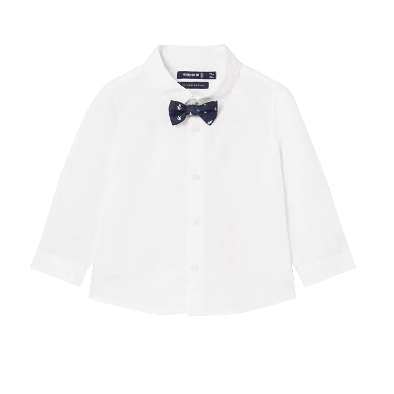 Younger Boys White Long Sleeve Shirt, 1, hi-res