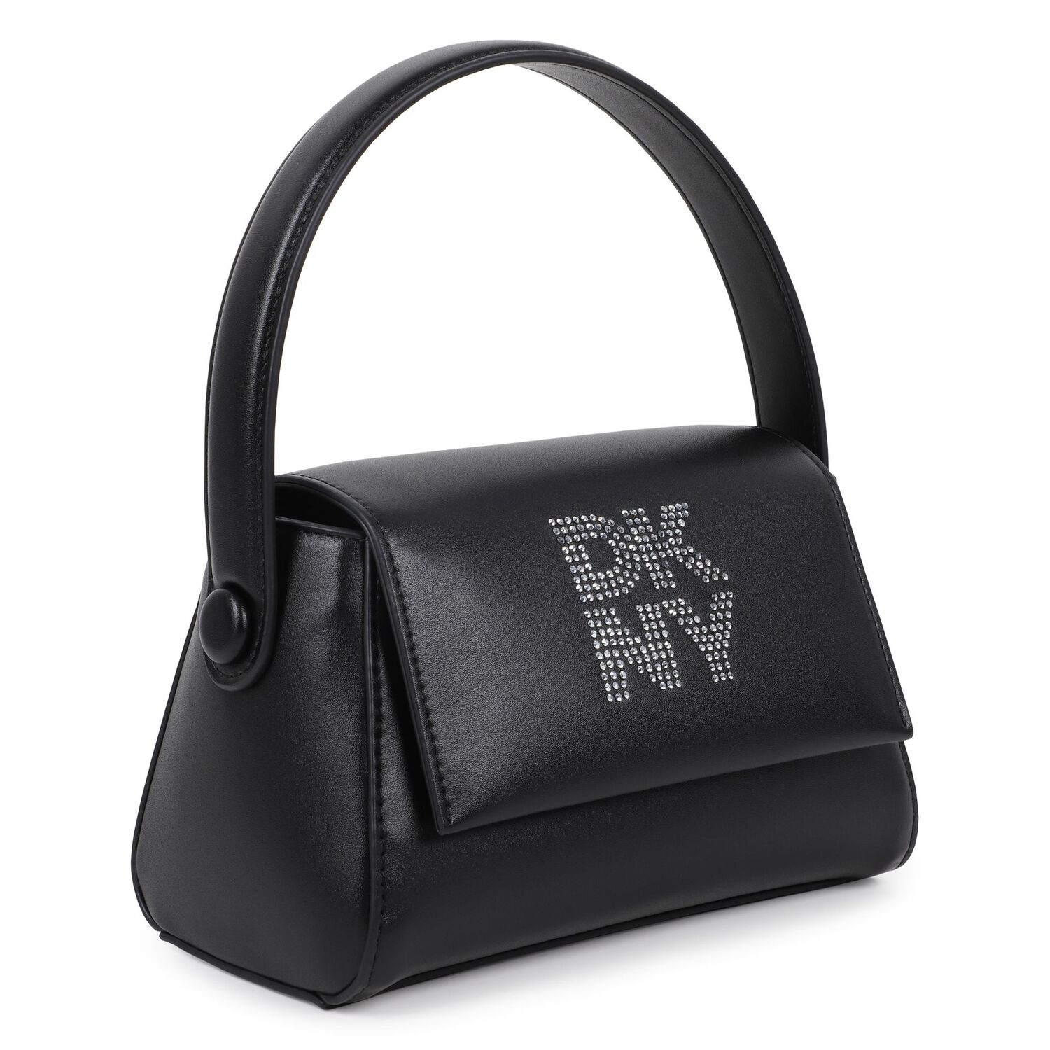 Girls Black Faux Leather Handbag, 1, hi-res