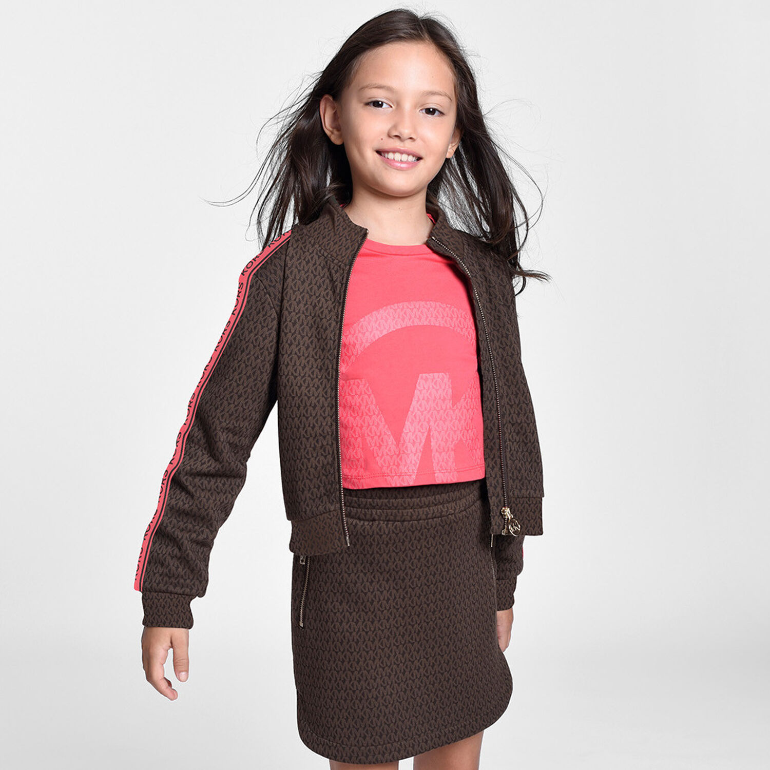 Girls Pink Logo Crop Long Sleeve Top, 1, hi-res image number null