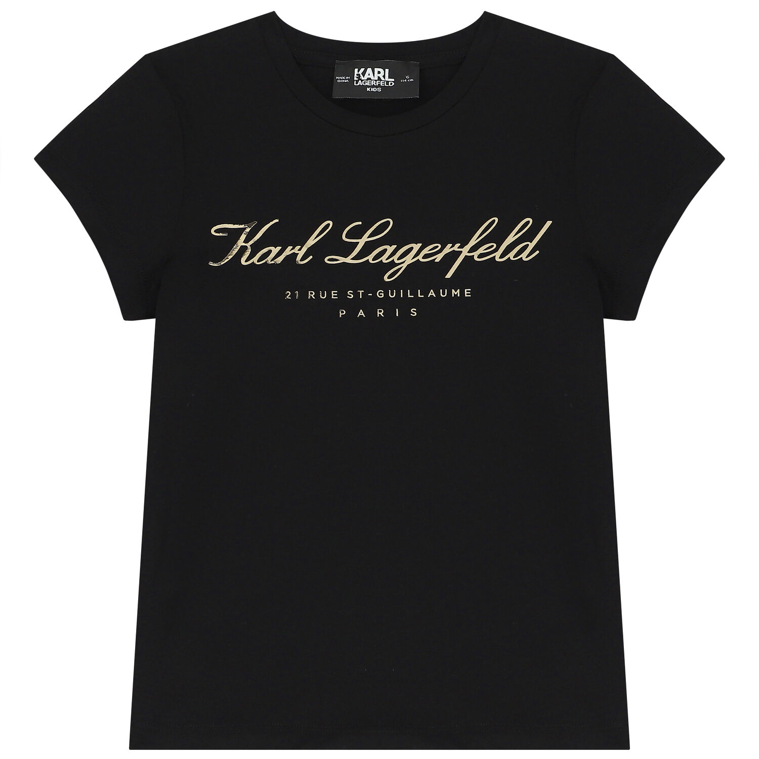 تيشيرت بنات بالشعار باللون الاسود, 2, hi-res image number null