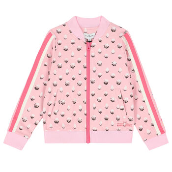 Girls Pink Jersey Zip Up Top