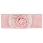 Baby Girls Pink Flower Knitted Headband, 1, hi-res