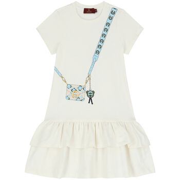 Girls Ivory Logo Bag Dress