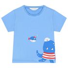 طقم أولاد شورت سباحة بطبعة باللون الأزرق والأبيض, 1, hi-res